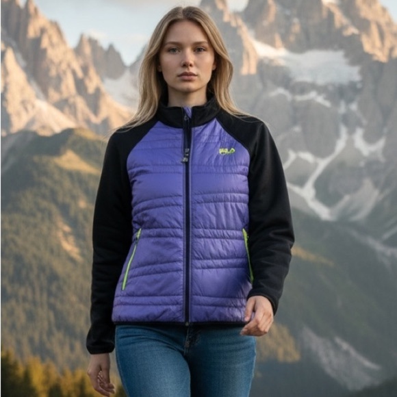 Fila Jackets & Blazers - Fila Women's Purple and Black Puffer Jacket